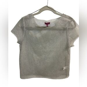 Shimmering Silver Mesh Tee Size L
